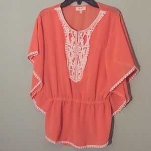 Peach, White Ruffles